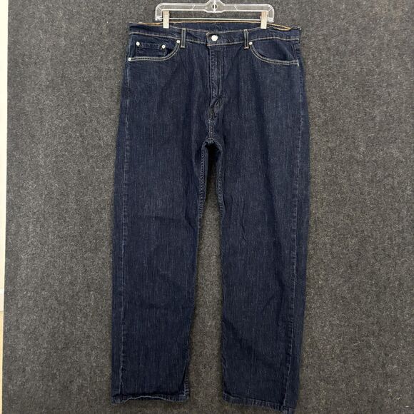 Levis 505 Jeans Mens 40x32 Blue Dark Wash Straight Fit Denim Classic Five Pocket - Picture 1 of 13